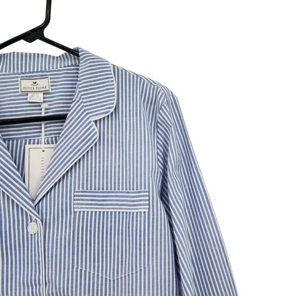 Petite Plume Women's French Blue Seersucker Pajama Set - XS - Picture 4 of 11